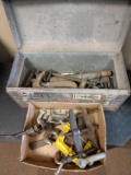 Toolbox with contents mostly clamps and pullers