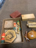Wooden trinket boxes and miscellaneous