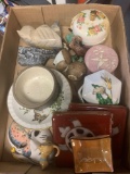 Glass knickknacks trinket boxes and other miscellaneous