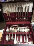Silver plated set in wooden box