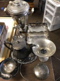 Lot of assorted Silverplated pieces teapot,plate etc