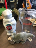 Collectible Coca Cola soppy cup, Pitcher and Coca Cola stuff animal