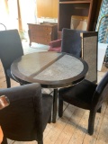 Dining room table with fabric black chairs