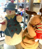 Snowman tree topper and moose decoration