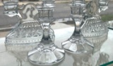 Clear glass candlestick holders