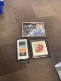 Decorative framed pictures plus extra frame