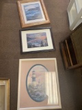 Three decorative framed pictures lighthouses