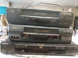 Sony DVD player and two VHS players