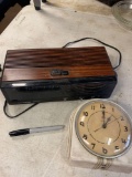 Clock radio and small wall clock