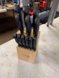 Kitchen knives in wooden block
