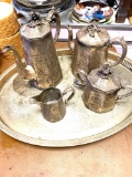 Silver plated tea pots tray and miscellaneous