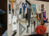 Misc tool lot including extension cord, sauce, wrenches, and more see pictures