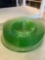 10 green glass depression plates