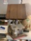 Rustic cabin lamp with wooden shade