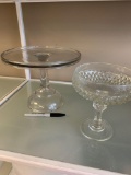 Clear glass pedestal cake plate and candy dish