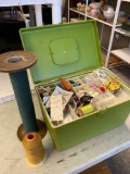 Sewing box with thread needles buttons miscellaneous