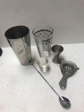 Bar items mixer,shot glass and strainers
