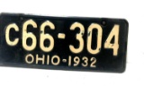 Ohio 1932 License plate
