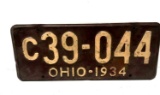 1934 Ohio License Plate