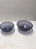 2- purple glass Pyrex bowls