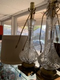 Two matching crystal lamps