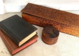 Vintage books Vintage diary and wooden boxes