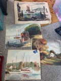 Four Paintings one signed. See pictures