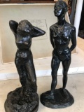 Pair signed statues 14 inches tall