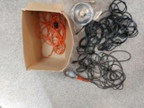 Two extension cords, lead light and clip-on light