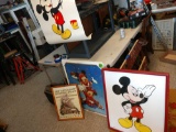 Two framed Mickey posters one unframed poster and framed Saturday evening post