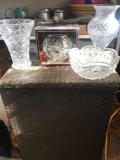4- crystal glass vases and bowl