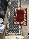 2- throw rugs blue and maroon