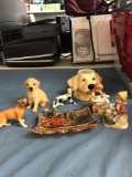 Lot of assorted dog figurines and ashtray