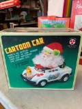 Cartoon car up and go action Santa