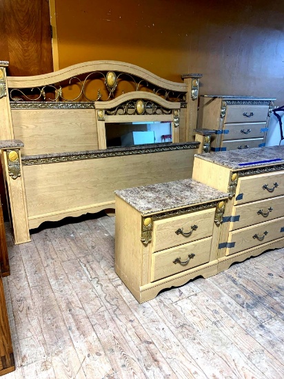 Art Van Furniture Bedroom furniture set King size bed dressers , mirror