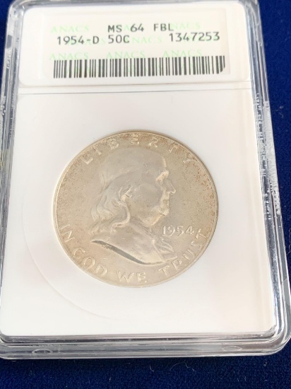 1954 -D Franklin half dollar