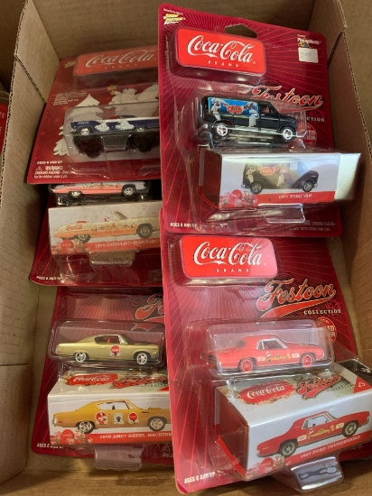 Six Coca-Cola festoon Collector toy cars