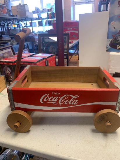 18 inch Coca-Cola Wooden and wagon
