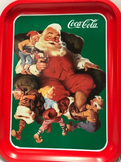 Coca-Cola Santa with Elves Tray Ohio Art Company 1991