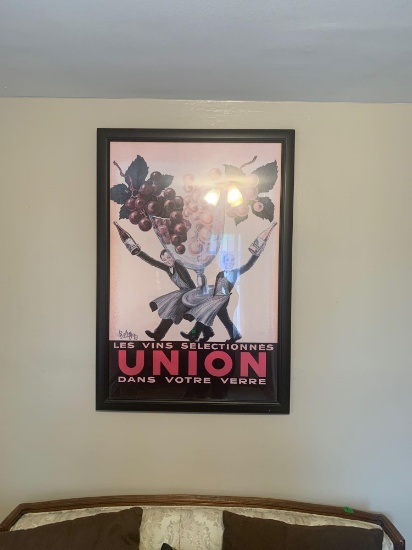 Framed wine poster
