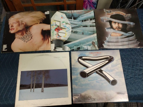 Five record albums including the Alan Parsons project, tubular bells, George Winston, and the Edgar