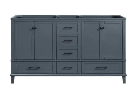 Merrifield 60 inch bathroom vanity cabinet and dark gray