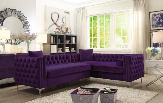 Chic home design LLC Mozart plum velvet right sectional seats