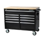 Husky 46 inch 9 drawer mobile workbench with solid wood top