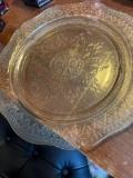 Amber Depression glass cake plate one imperfection not noticeable
