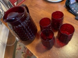 Vintage Ruby bubble glass pitcher in for Tumblr?s
