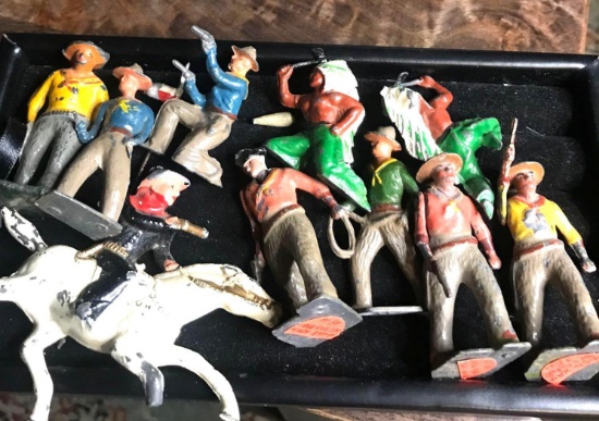 Assorted cast iron cowboy and Indians