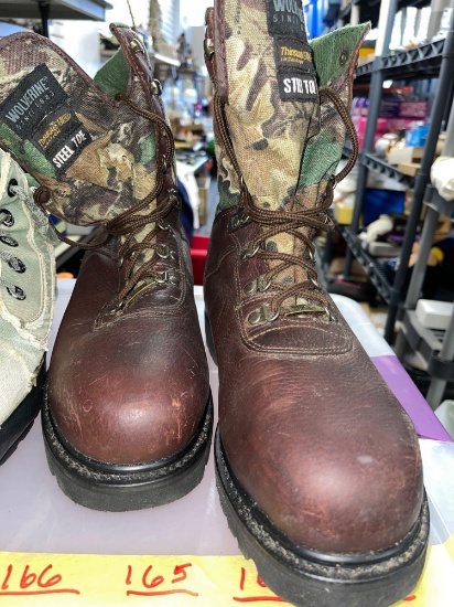 Size 10 wolverine steel toe boots nice condition used