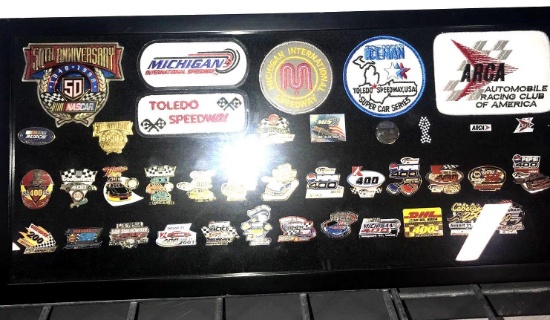 Nascar display case with patches/pins