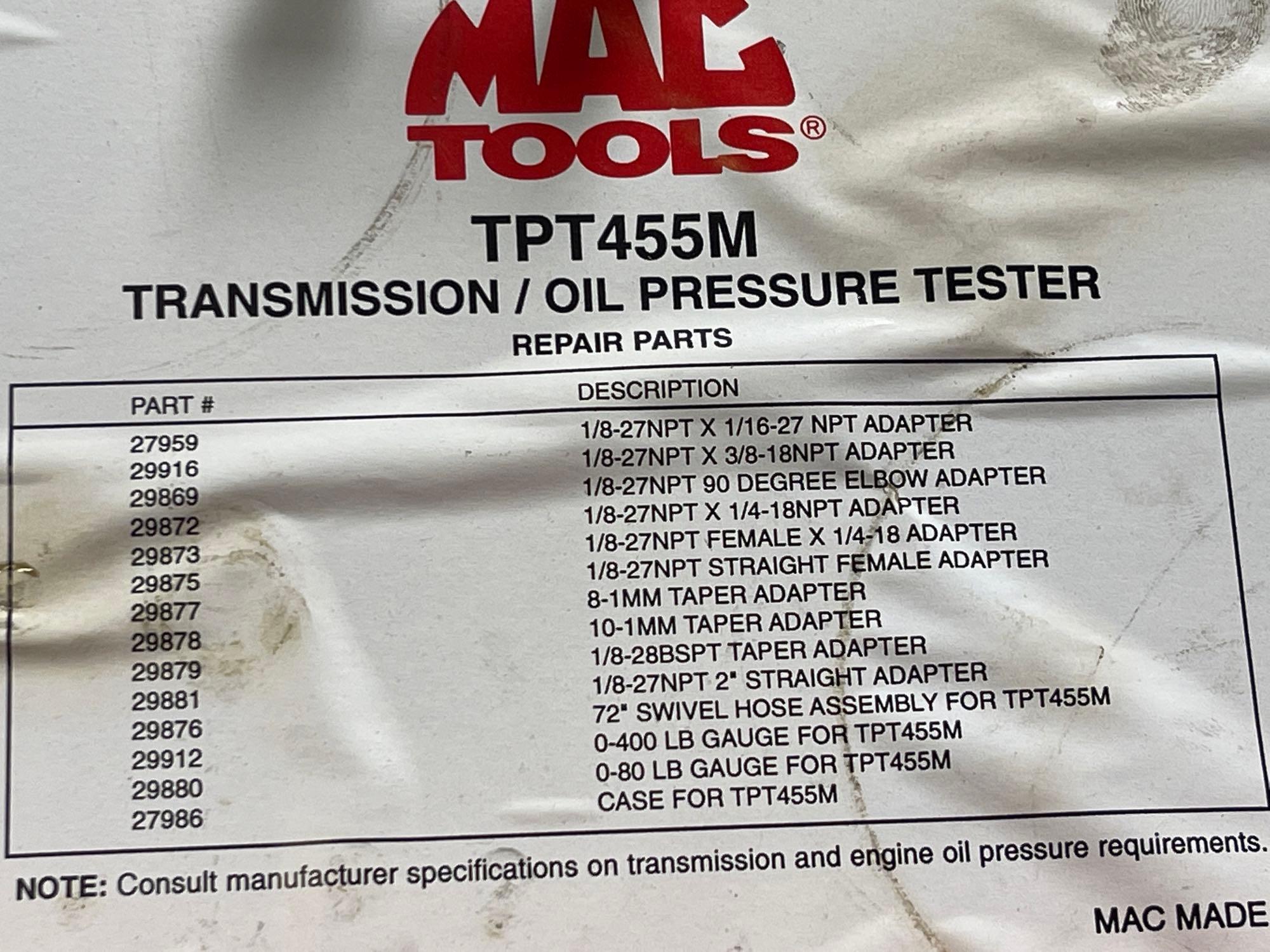 Mac Tools Transmission Oil Pressure Tester